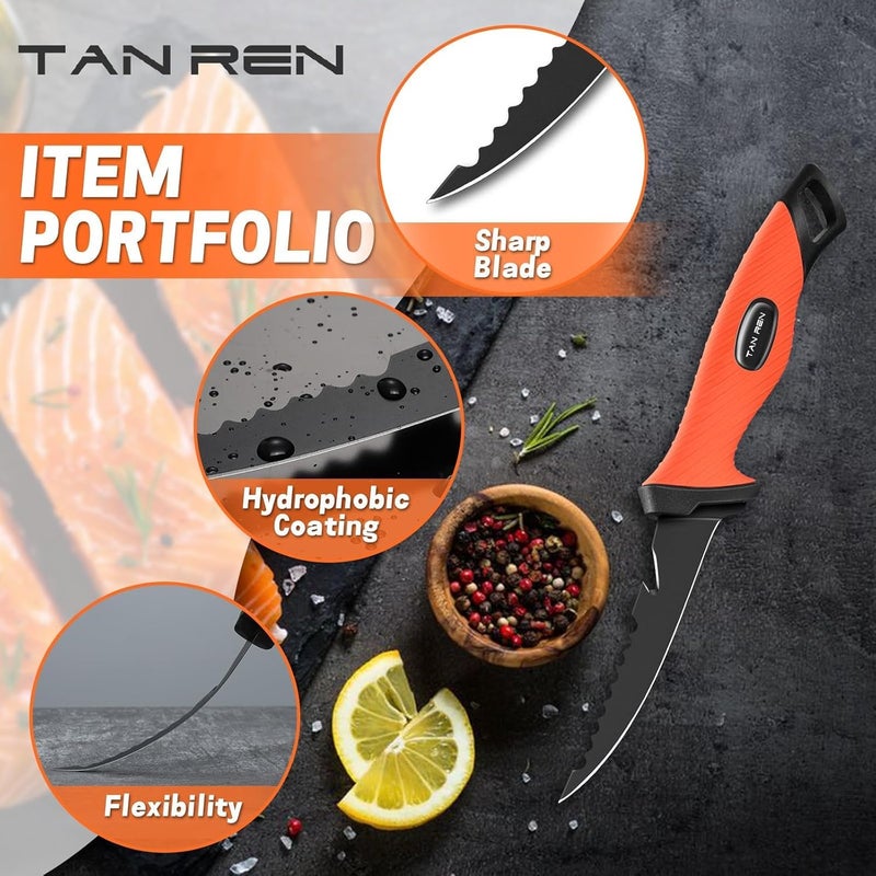 TAN REN 5 Inch Bait Knife for Fishing, Sharp Stainless Steel Fish Knife for Filleting and Cleaning, Perfect Fillet Knives with Sheath for Saltwater or Freshwater Use - Image 2